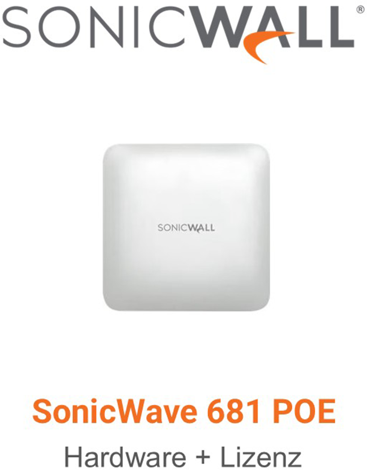 SonicWall SonicWave 681 Wireless Access Point (POE+) + Essential Secure Wireless Network Management and Support